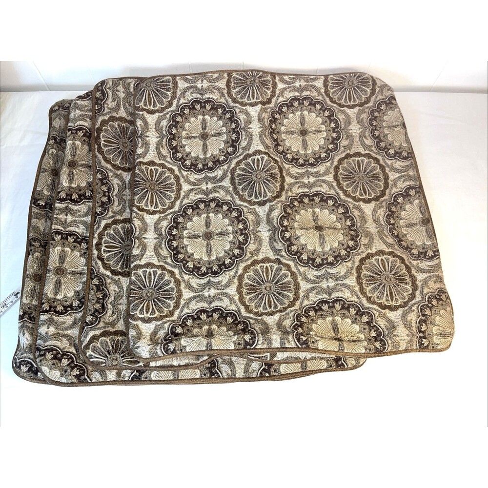 Set of Four LG Throw Pillow Covers 20x20 Prairie Home Tapestry & Faux Leather